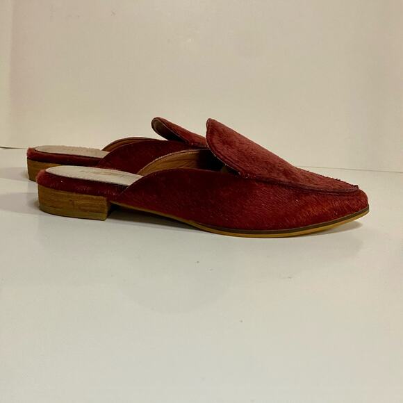 Mi.iM Lux Burgundy Red Calf Hair Mule Loafer Slipper Flats Womens 7.5 - Picture 9 of 16